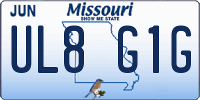 MO license plate UL8G1G