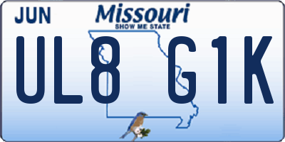MO license plate UL8G1K