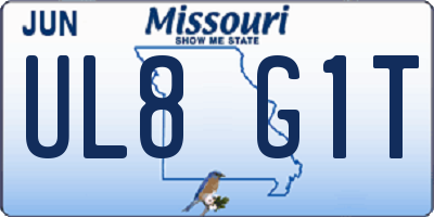 MO license plate UL8G1T