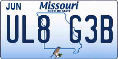 MO license plate UL8G3B