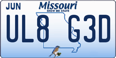 MO license plate UL8G3D