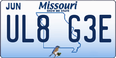 MO license plate UL8G3E
