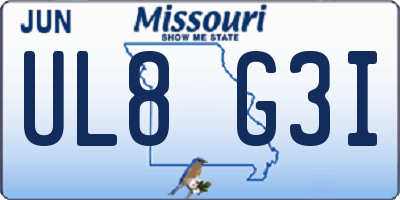 MO license plate UL8G3I