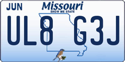 MO license plate UL8G3J