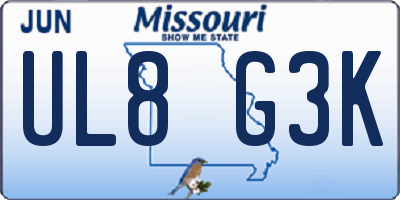 MO license plate UL8G3K
