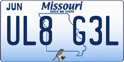 MO license plate UL8G3L
