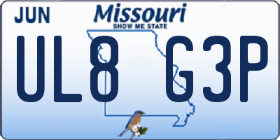 MO license plate UL8G3P