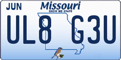 MO license plate UL8G3U