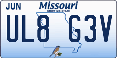 MO license plate UL8G3V
