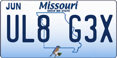 MO license plate UL8G3X