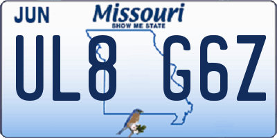 MO license plate UL8G6Z
