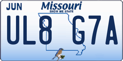 MO license plate UL8G7A