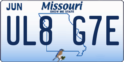 MO license plate UL8G7E