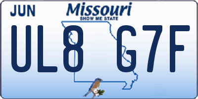 MO license plate UL8G7F