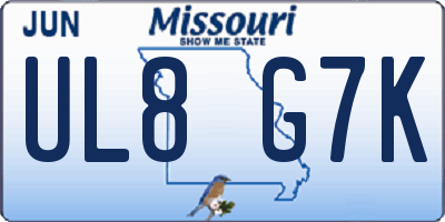 MO license plate UL8G7K