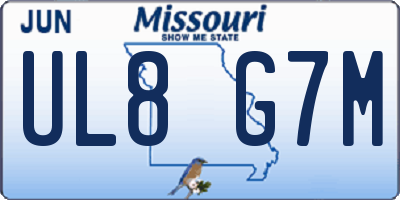 MO license plate UL8G7M