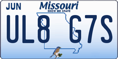 MO license plate UL8G7S