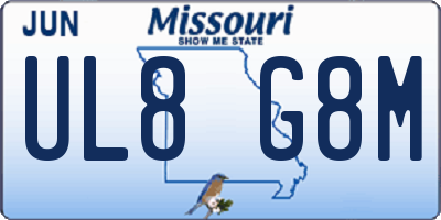 MO license plate UL8G8M