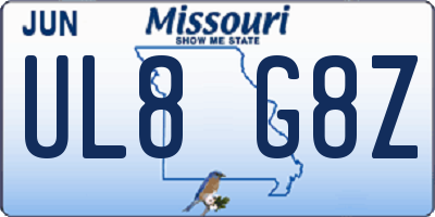 MO license plate UL8G8Z