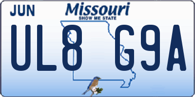 MO license plate UL8G9A