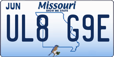 MO license plate UL8G9E