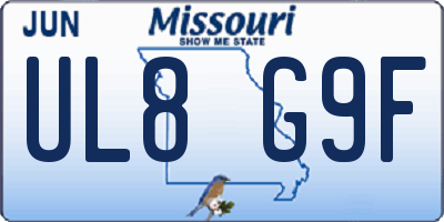 MO license plate UL8G9F