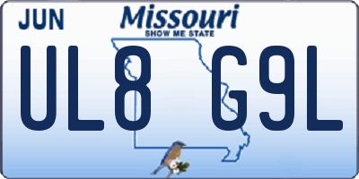 MO license plate UL8G9L
