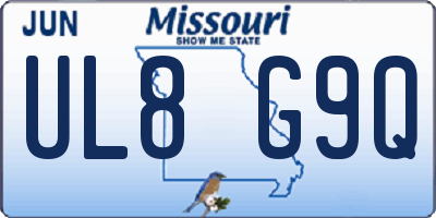MO license plate UL8G9Q