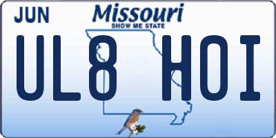 MO license plate UL8H0I