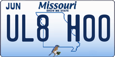 MO license plate UL8H0O