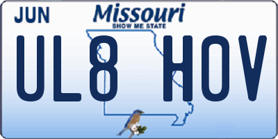 MO license plate UL8H0V