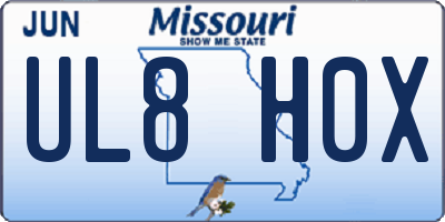 MO license plate UL8H0X