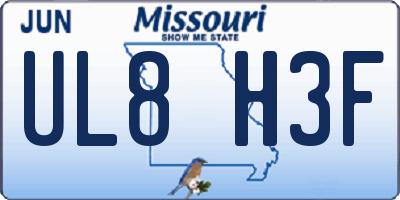 MO license plate UL8H3F