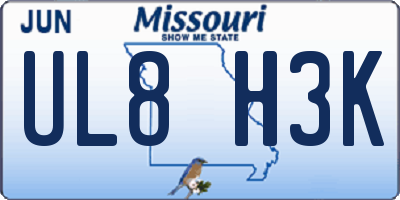 MO license plate UL8H3K