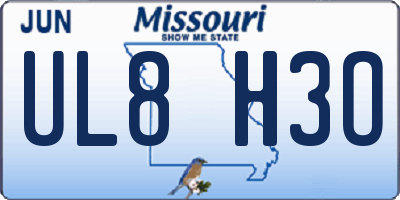 MO license plate UL8H3O