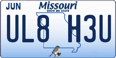 MO license plate UL8H3U