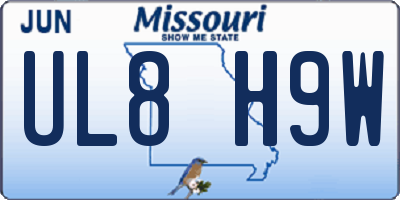 MO license plate UL8H9W