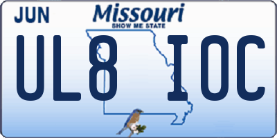 MO license plate UL8I0C