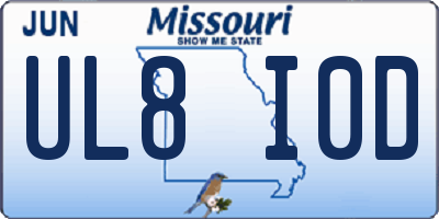 MO license plate UL8I0D
