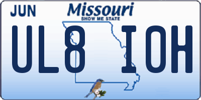 MO license plate UL8I0H