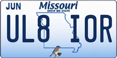 MO license plate UL8I0R