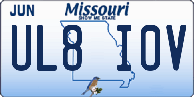 MO license plate UL8I0V