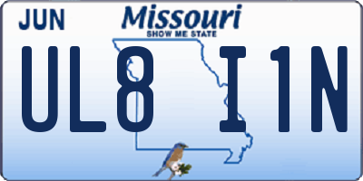 MO license plate UL8I1N