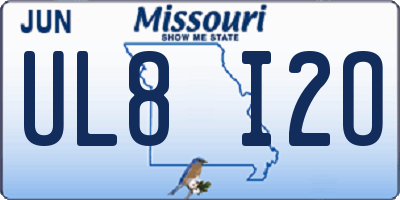 MO license plate UL8I2O
