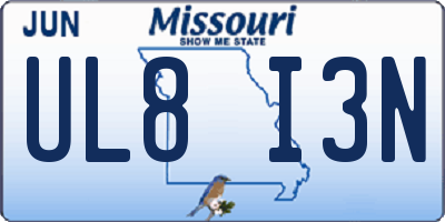 MO license plate UL8I3N