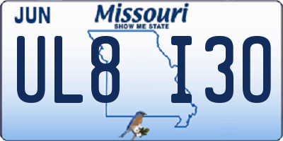 MO license plate UL8I3O