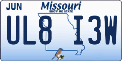 MO license plate UL8I3W