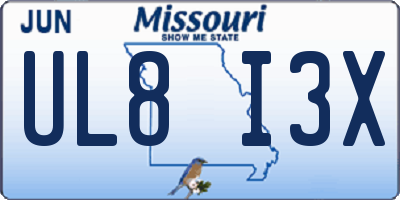 MO license plate UL8I3X