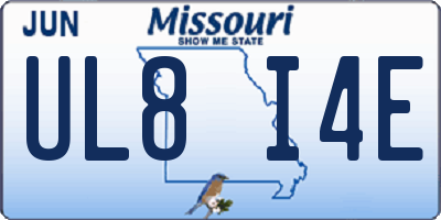 MO license plate UL8I4E