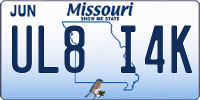 MO license plate UL8I4K